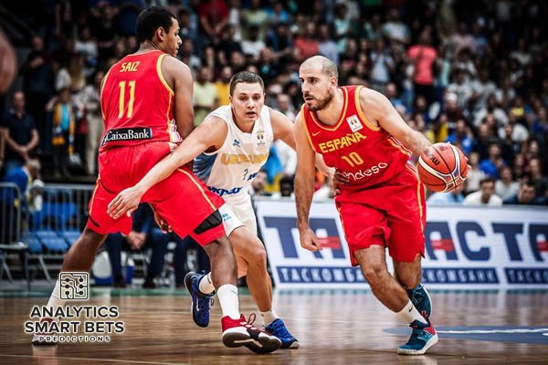 Баскетболисты сборной Украины в матче с Испанией